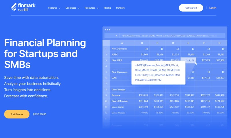 Finmark is a financial modeling software for startups